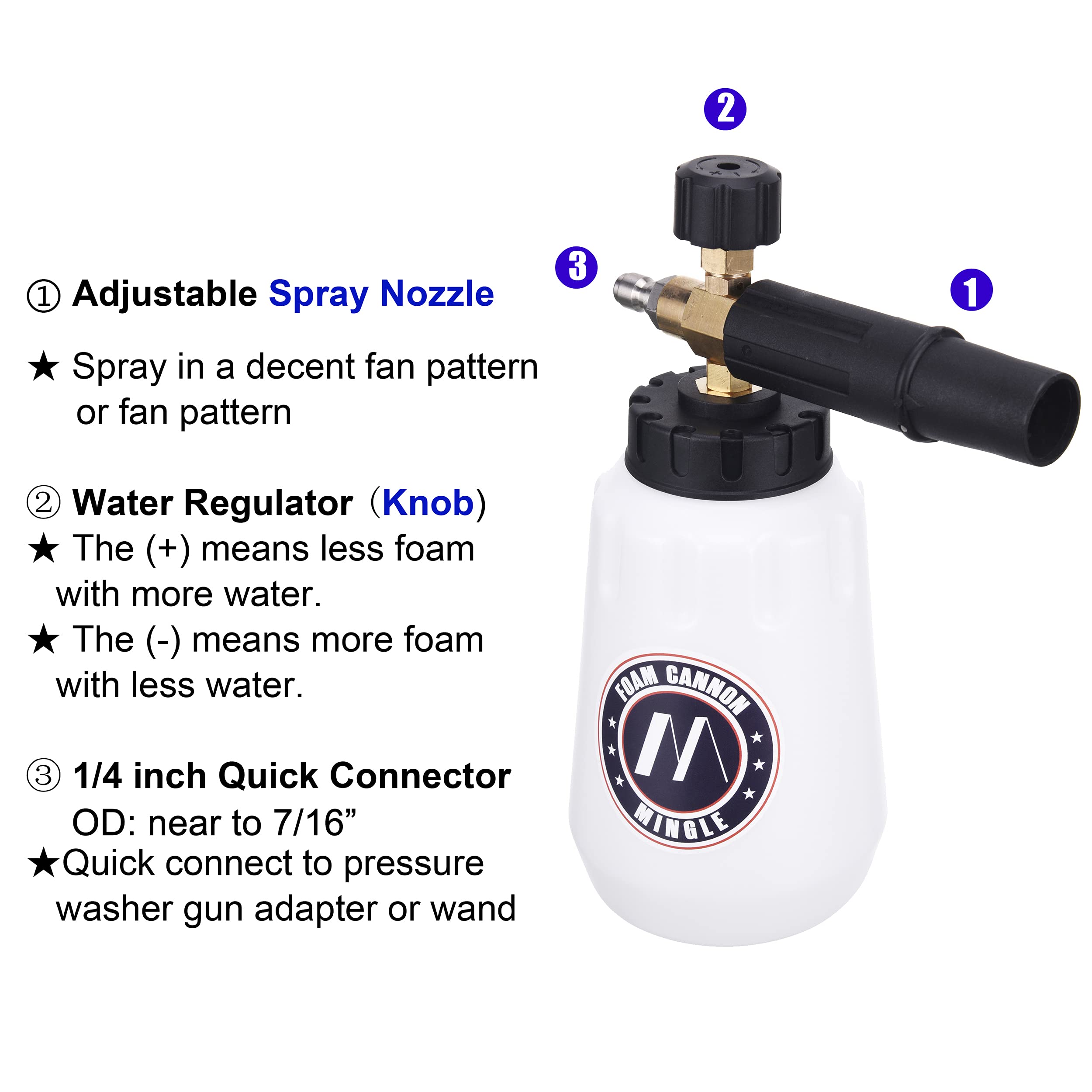 M Mingle Foam Cannon for Husky & Bosch – 1/4 Inch Quick Connect & 5 Nozzles