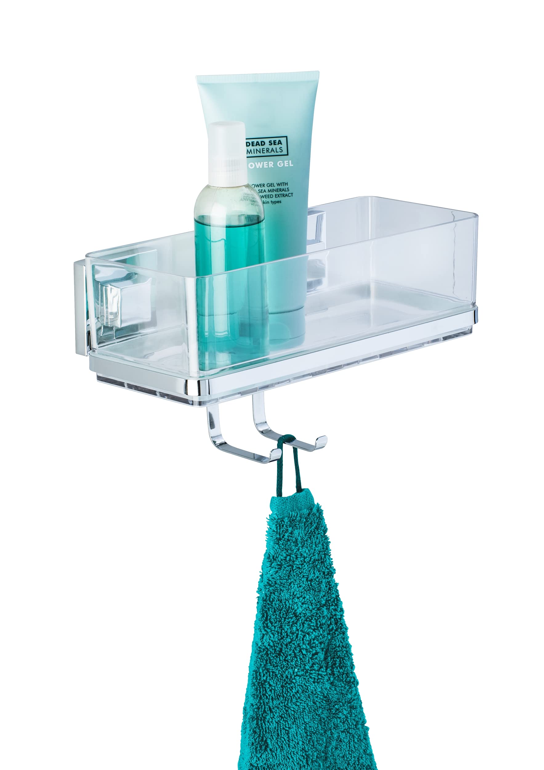 WENKO Vacuum-Loc Quadro Wall Shelf - Stainless Steel No-Drill Rack