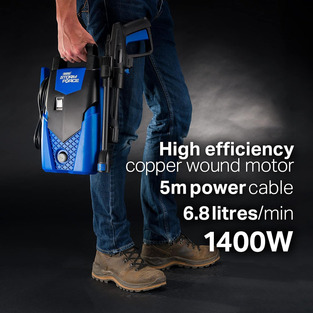 Draper Storm Force Pressure Washer | 1400W 105Bar Jet Power Washer