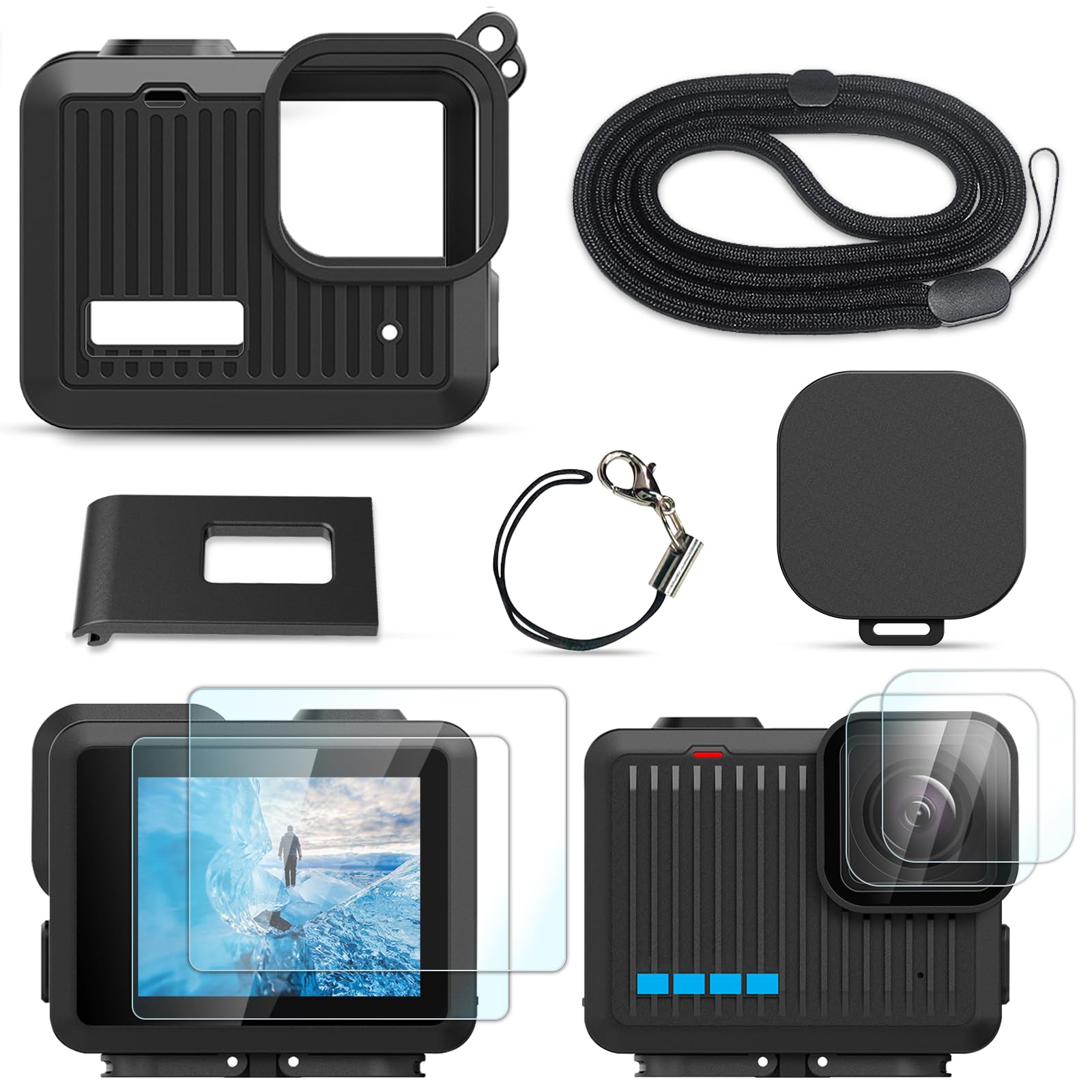 FiTSTILL Silicone Case for GoPro Hero 12/11/10/9 with Screen Protectors
