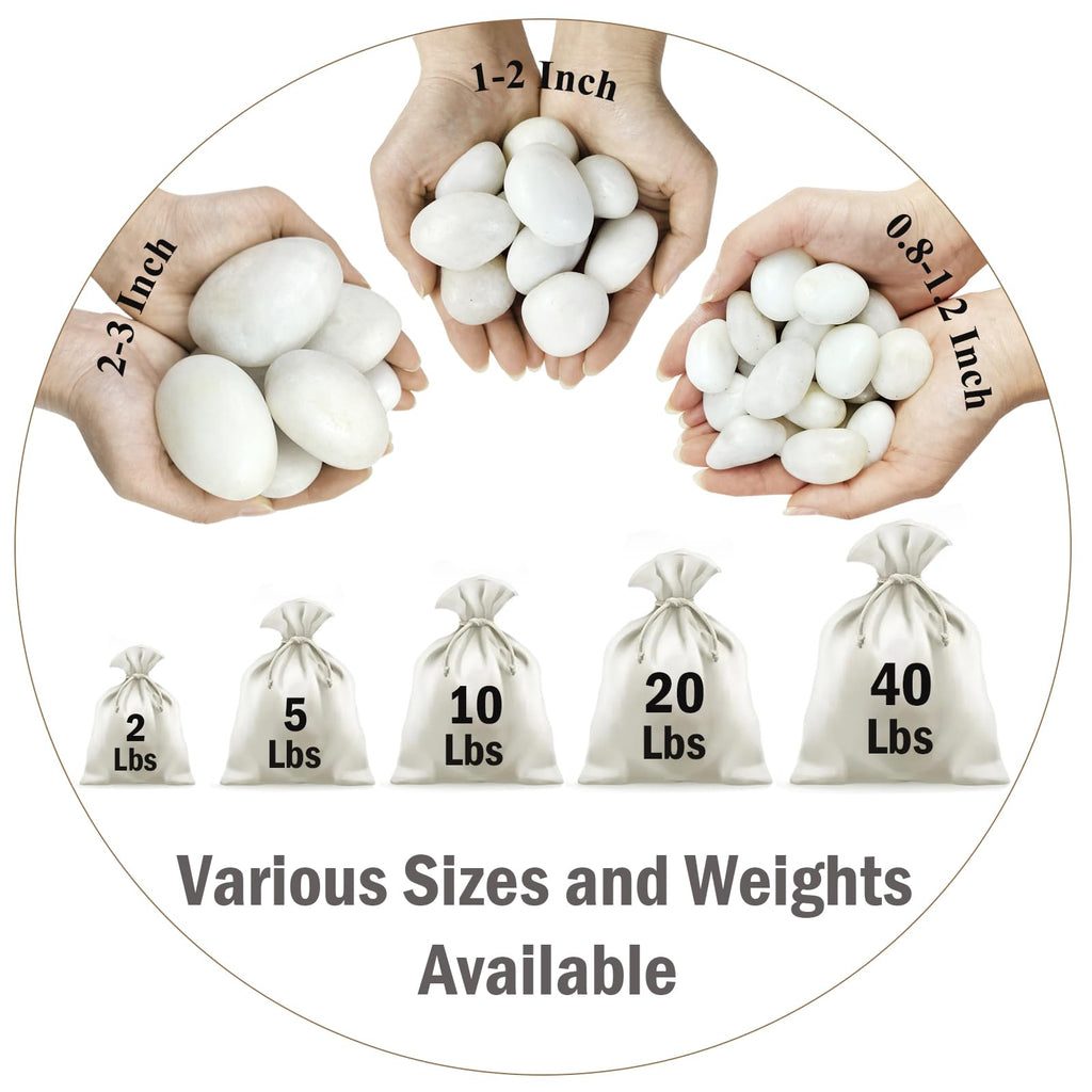 FANTIAN White Decorative Stones – 9.1kg Natural Pebbles for Garden