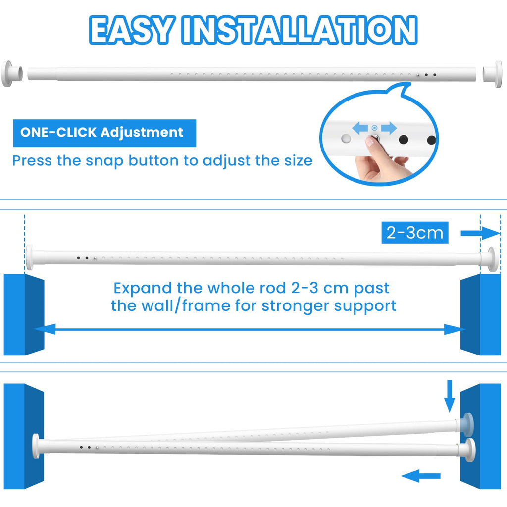 Extendable Φ32mm Curtain Poles 98-330cm Tension Rods with 2 Wall Base - image 5