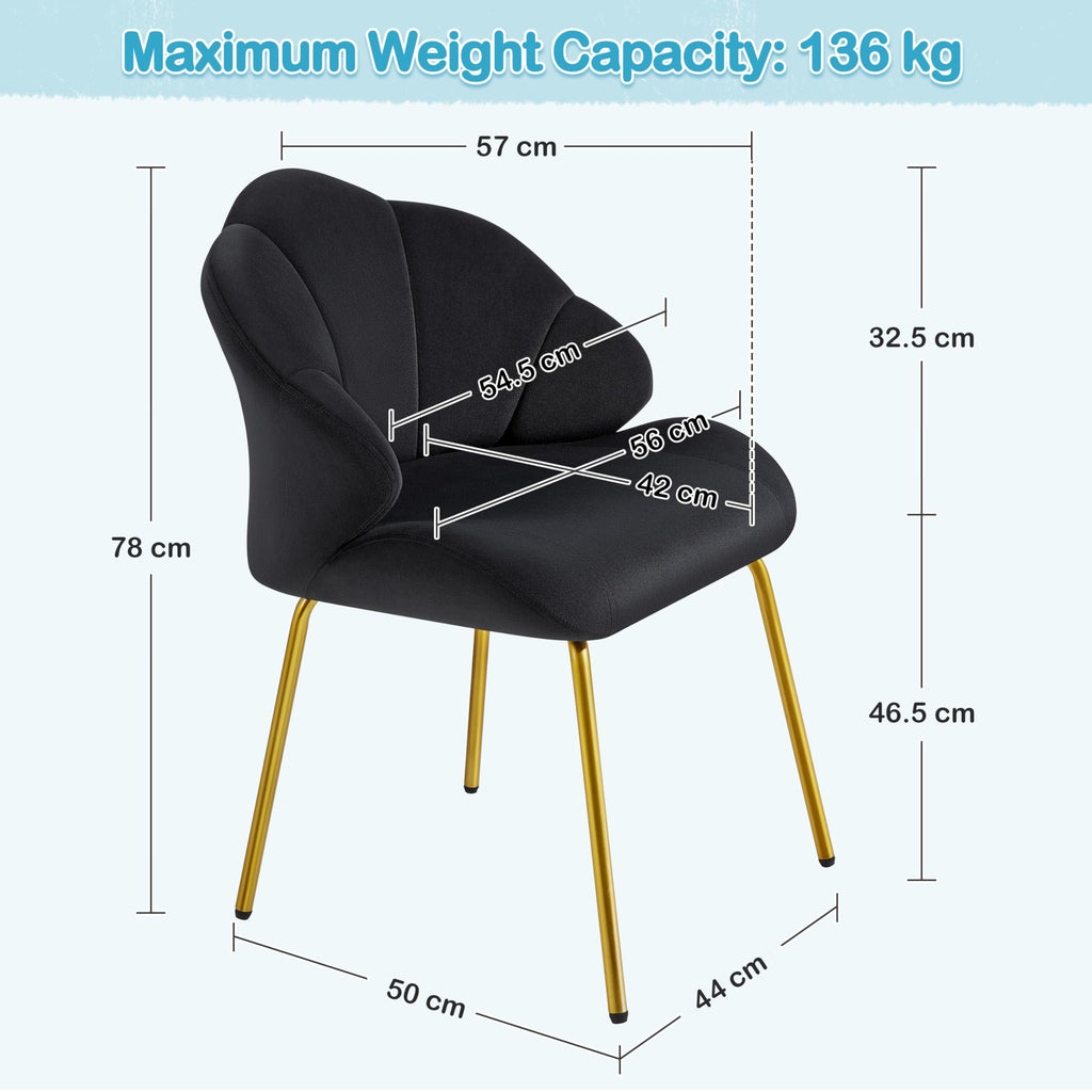 Yaheetech Velvet Armchair Accent Chair w/Shell Shaped Backrest, Black - image 3