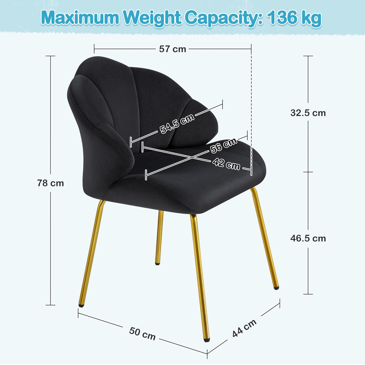 Yaheetech Velvet Armchair Accent Chair w/Shell Shaped Backrest, Black - image 3