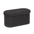 Bonlife Folding Boucle Storage Ottoman Bench | Oval Footstool - Dark Grey