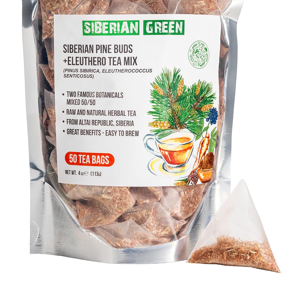 Siberian Green Ginseng & Pine Bud Herbal Tea - Caffeine-Free, 50 Bags