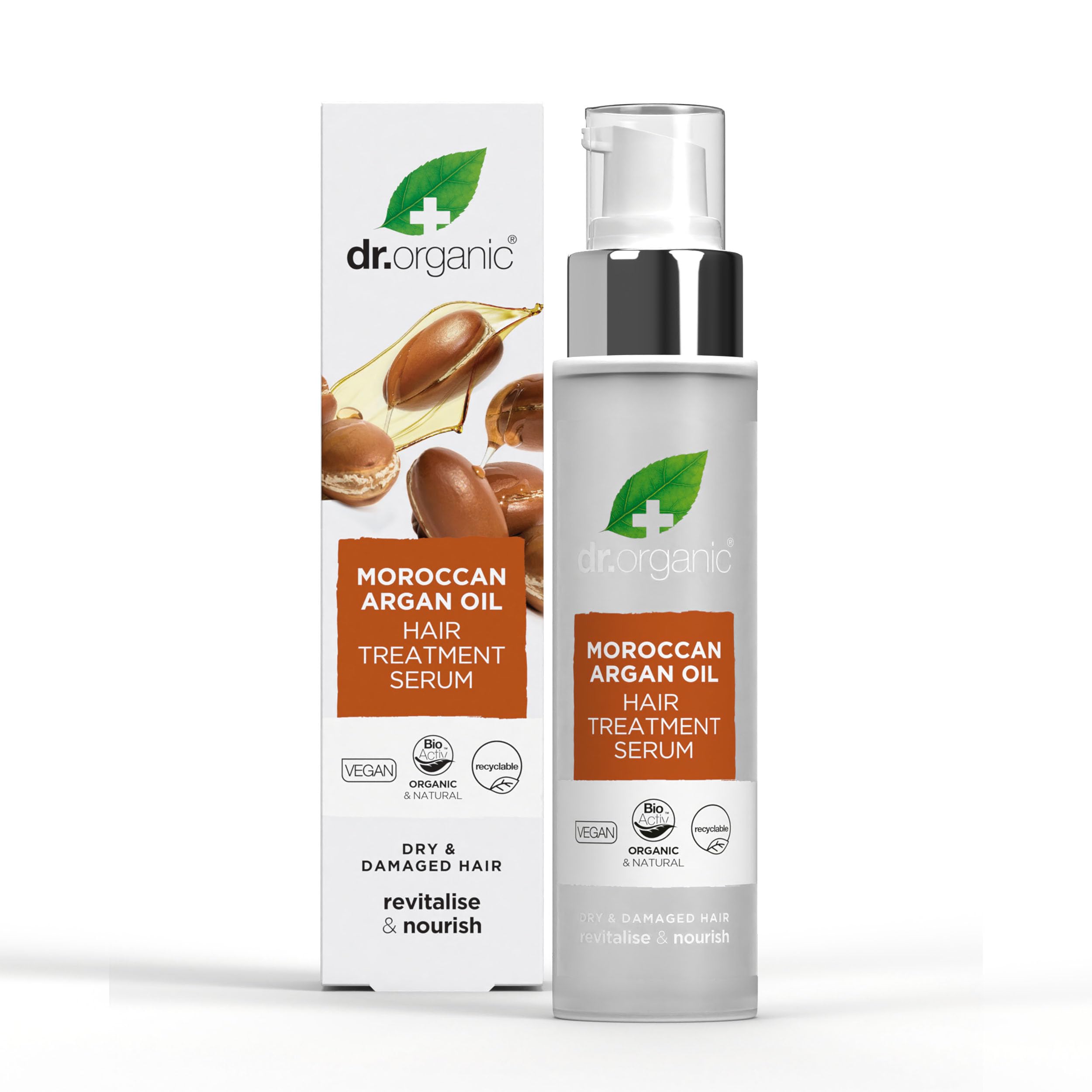 Dr Organic Moroccan Argan Oil Hair Serum | Frizz Control for Damaged Hair