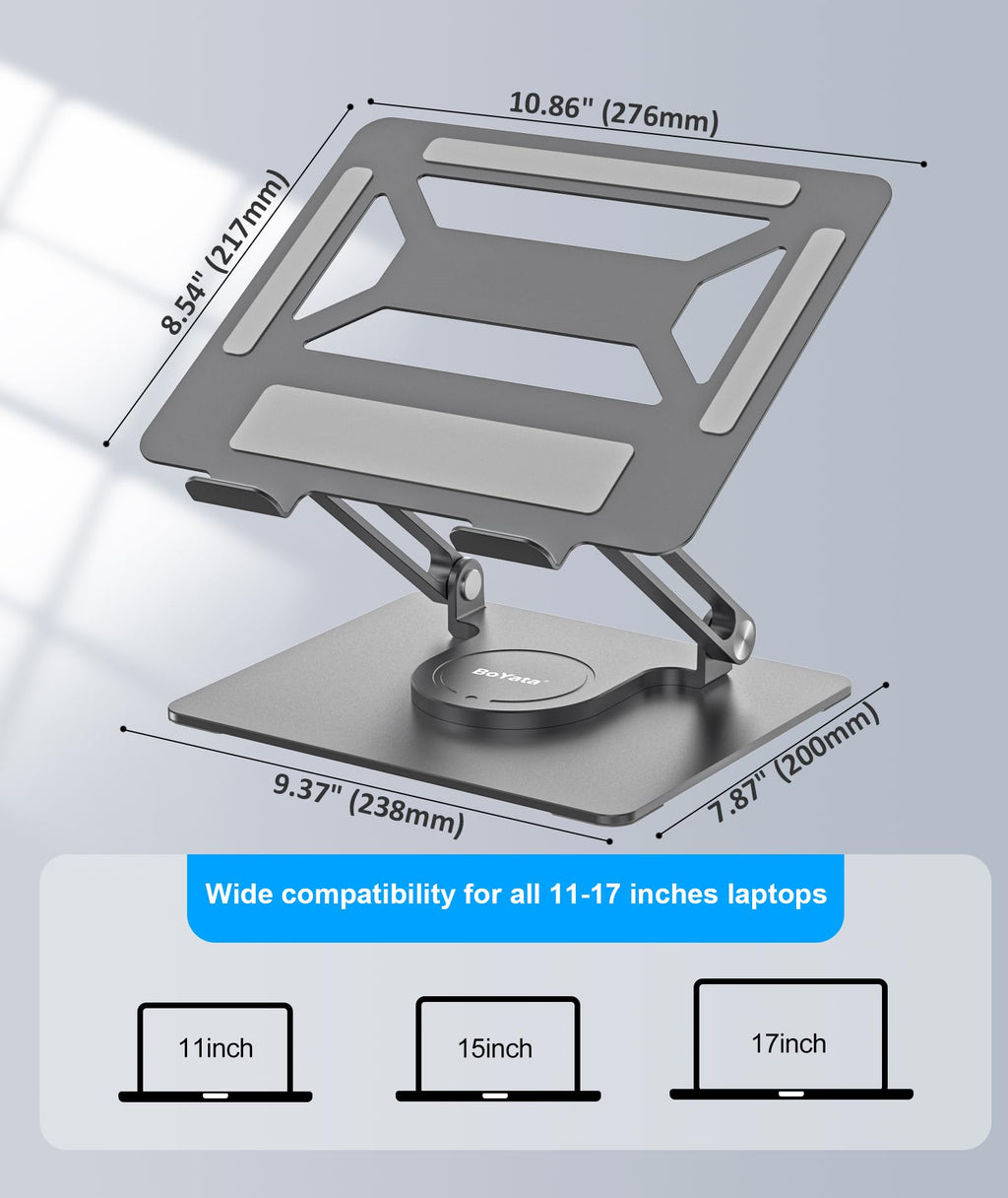 BoYata Laptop Stand | 360° Rotating Adjustable Ergonomic Desk Riser