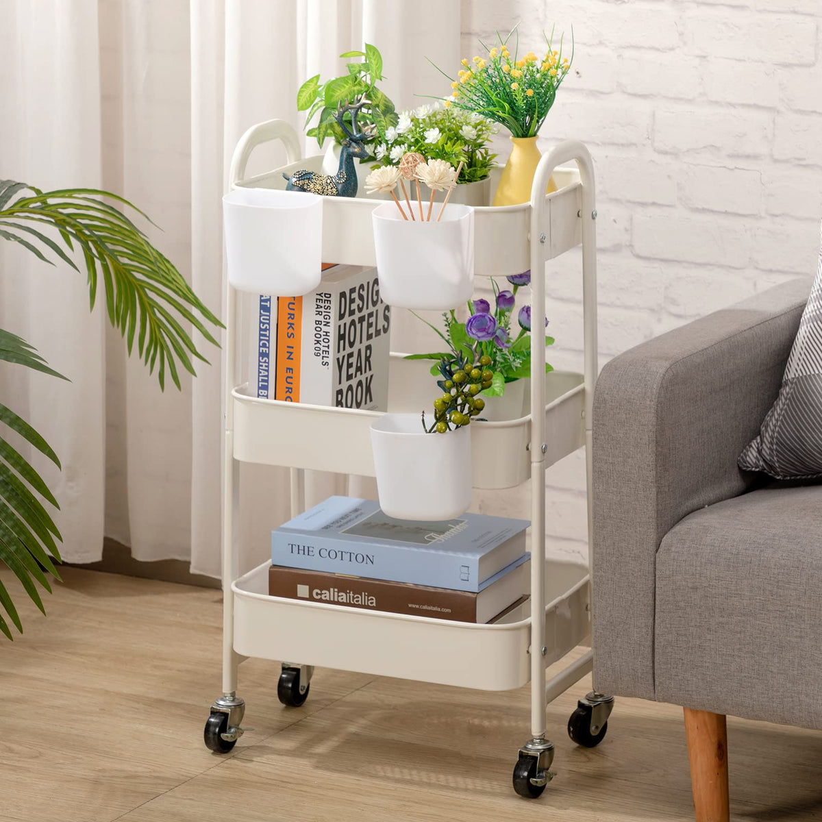 DOEWORKS Storage Trolley on Wheels Metal Kitchen Trolley Craft Trolleys - image 4