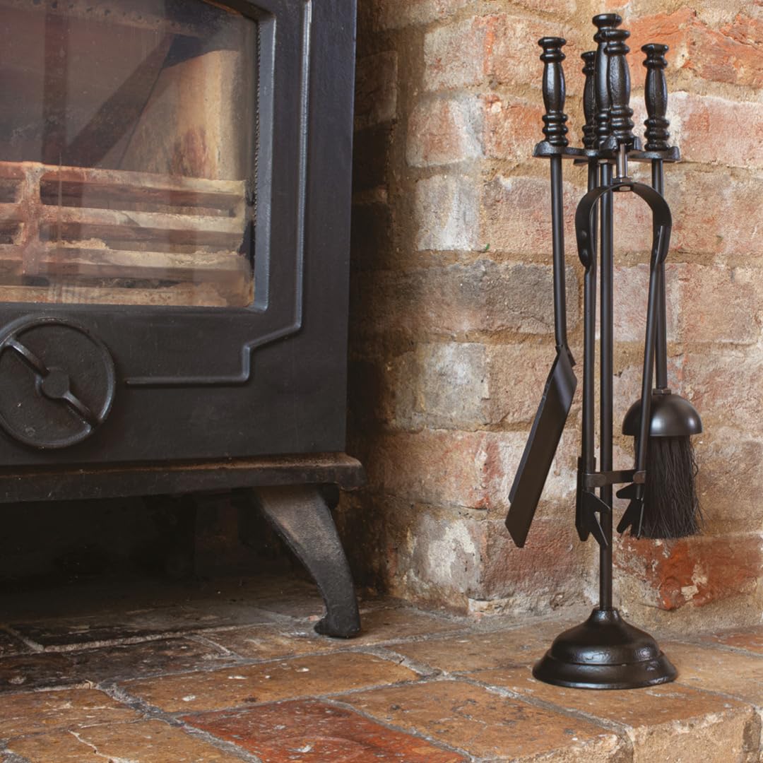 Valiant 5-Piece Fireside Tools Companion Set | Black Iron Hearth Set