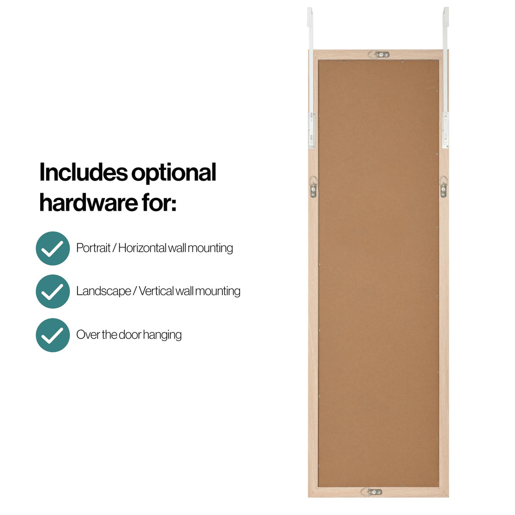 Jolof Store Washed Oak Wooden Wall Mirror | Overdoor Hanging 35x110cm