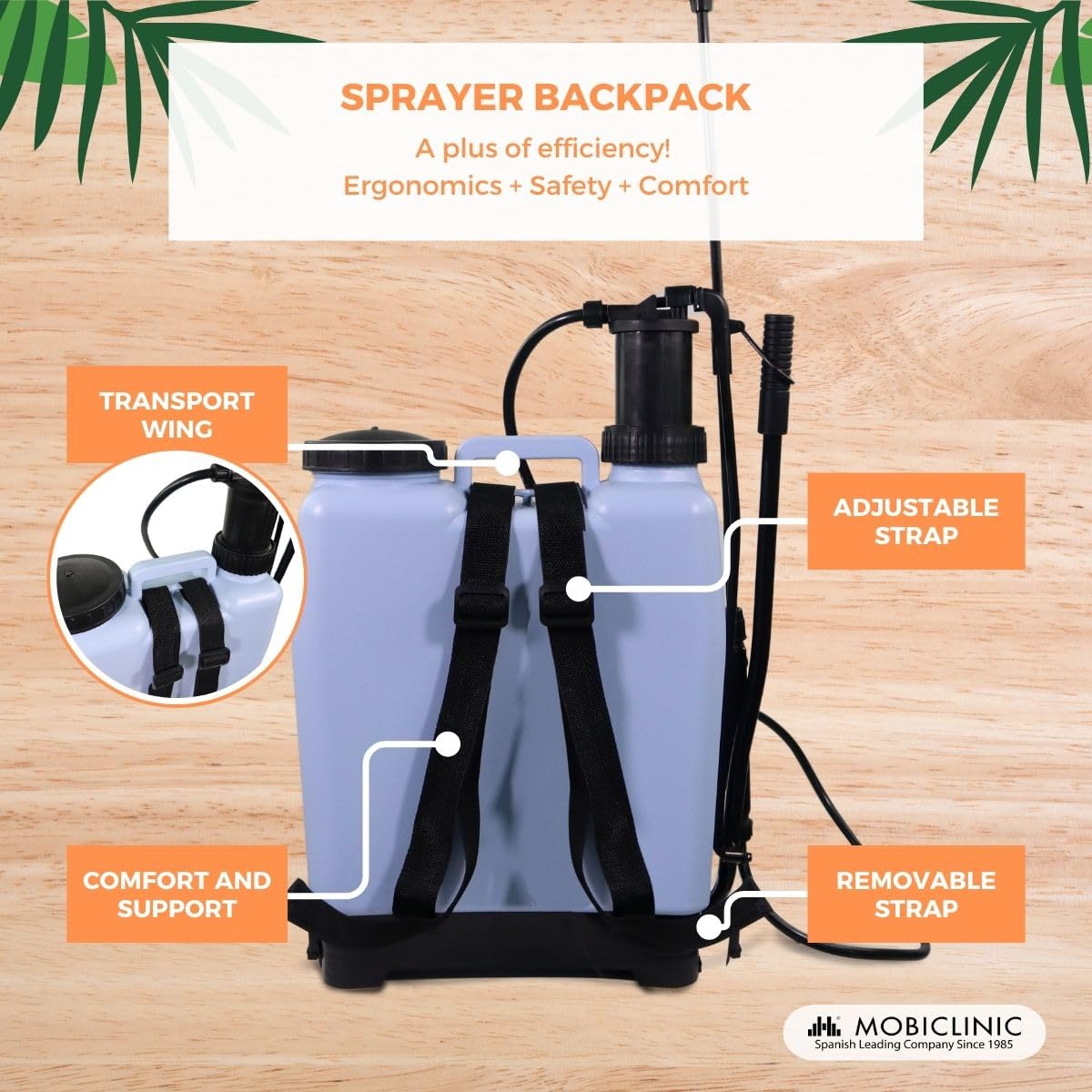 Mobiclinic Fumibug 16L Backpack Pressure Sprayer | 4 Adjustable Nozzles