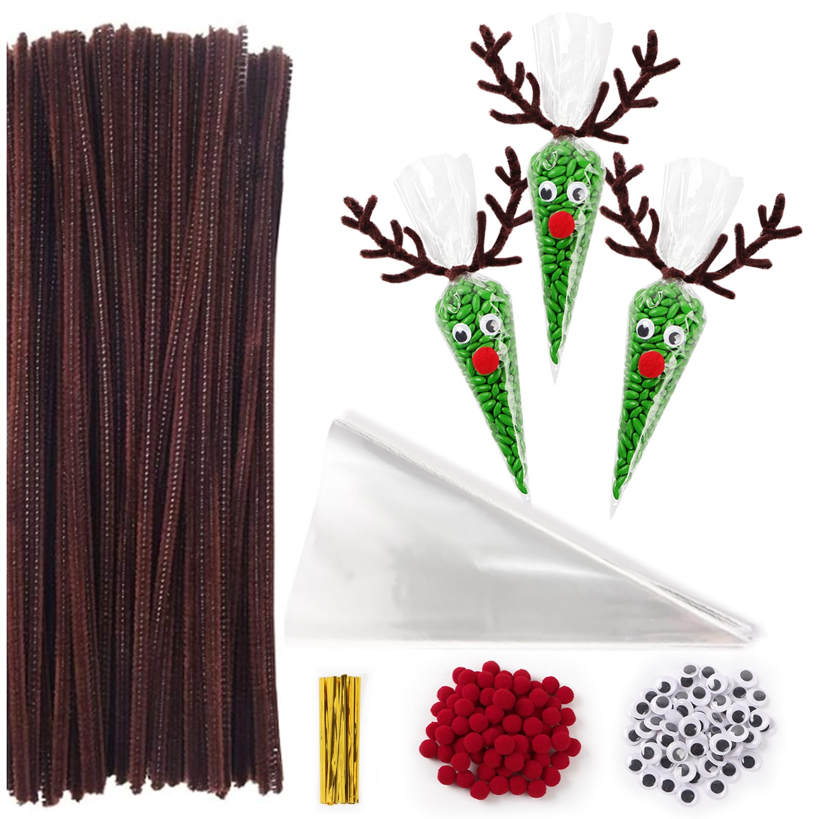 600pc Christmas Reindeer DIY Craft Set with Pipe Cleaners
