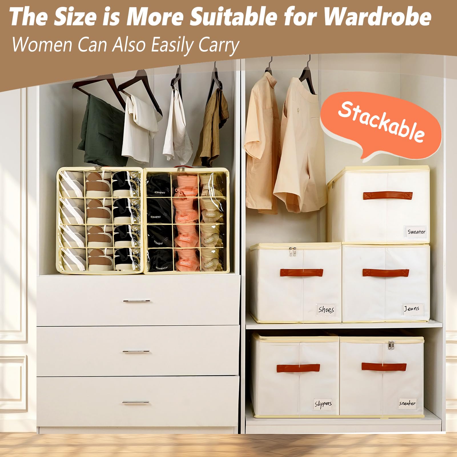 Patinao 3-Pack Shoe Storage Box Organiser | 36 Cell Stackable Closet Bin