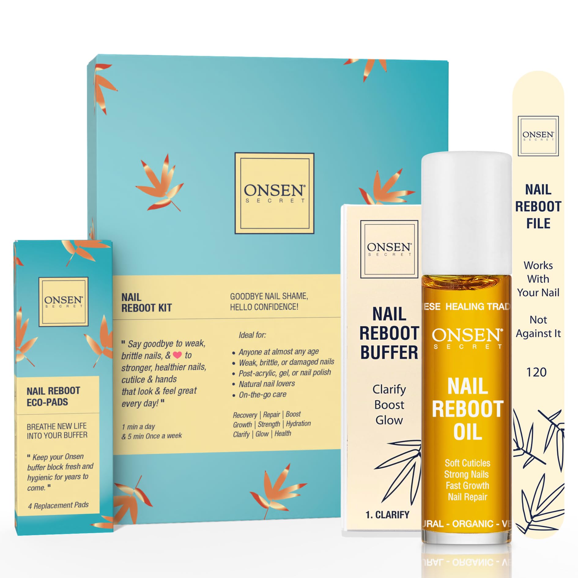 Onsen Secret Nail Reboot Kit - Japanese Cuticle Oil and Buffer Set