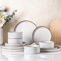 LeRatio 12-Piece Stoneware Dinnerware Set | Chip-Resistant Service for 4