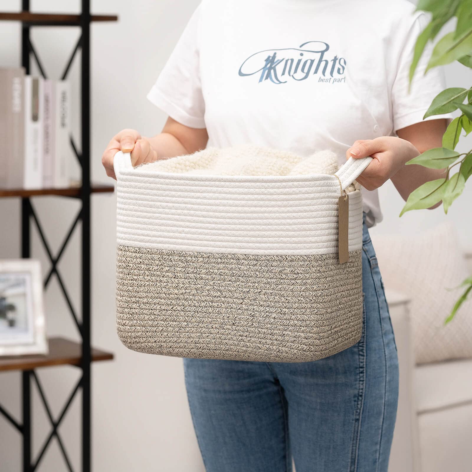 Jolof Store Cotton Rope Storage Baskets – Woven Shelf Organizers, 3 Pack