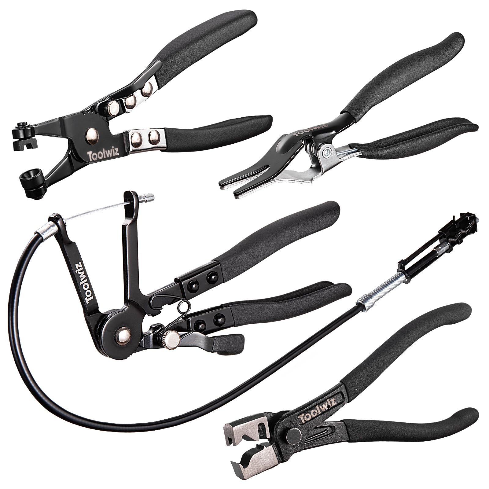 Toolwiz 4 Pcs Hose Clamp Pliers Set | Long Reach Wire & Clic-R Type