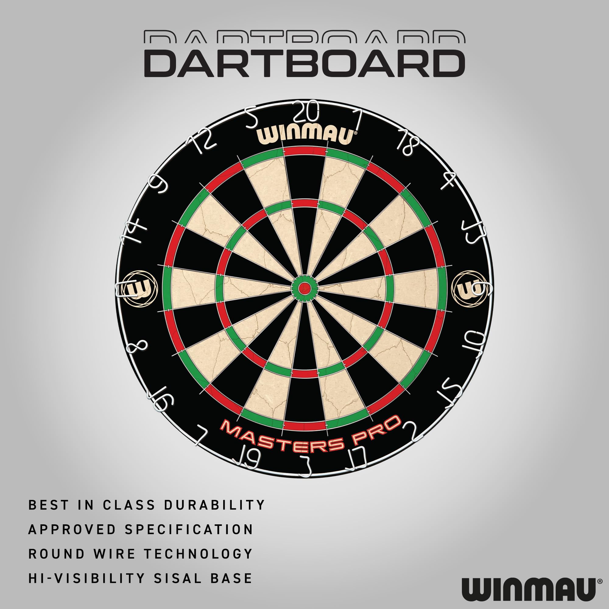 Winmau Masters Pro Bristle Dartboard Set | Professional Steel Tip Darts
