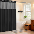 River Dream Hookless Waffle Weave Shower Curtain with Snap-in Liner, Black