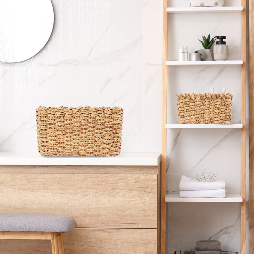 Happy Fox Wicker Bathroom Basket, 3 Piece Storage Laundry Basket, Woven Storage for Dressing Table Organization, Home Decor - image 4
