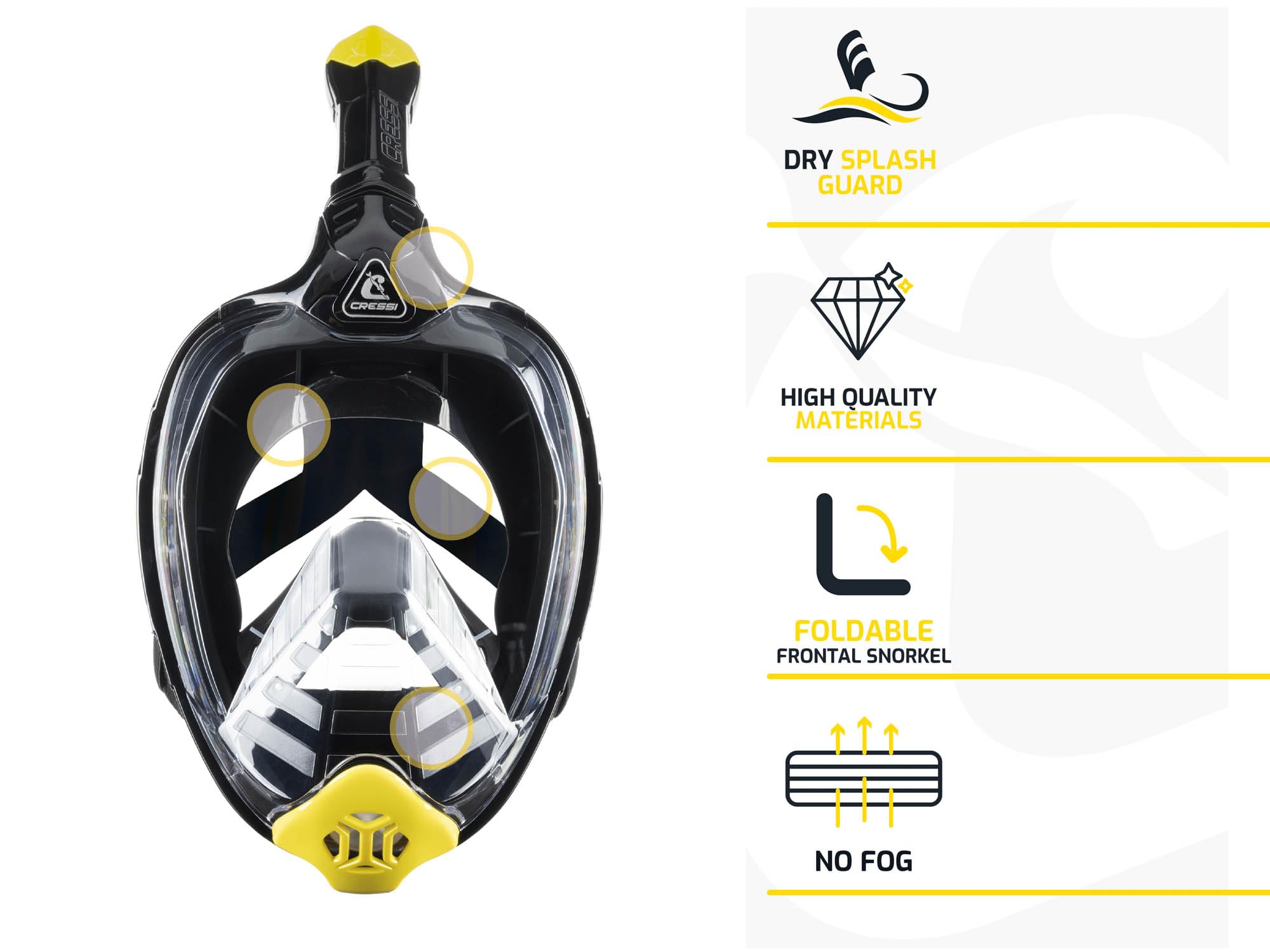 Cressi Bali Full Face Snorkel Mask | Anti-Fog Silicone with Camera Mount