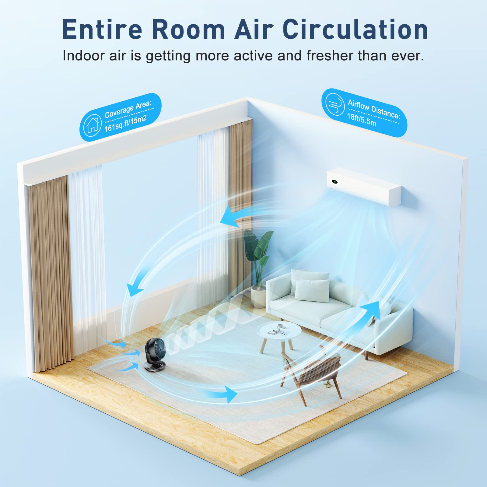 Jolof Store Air Circulator Desk Fan – Silent Oscillating Portable Fan