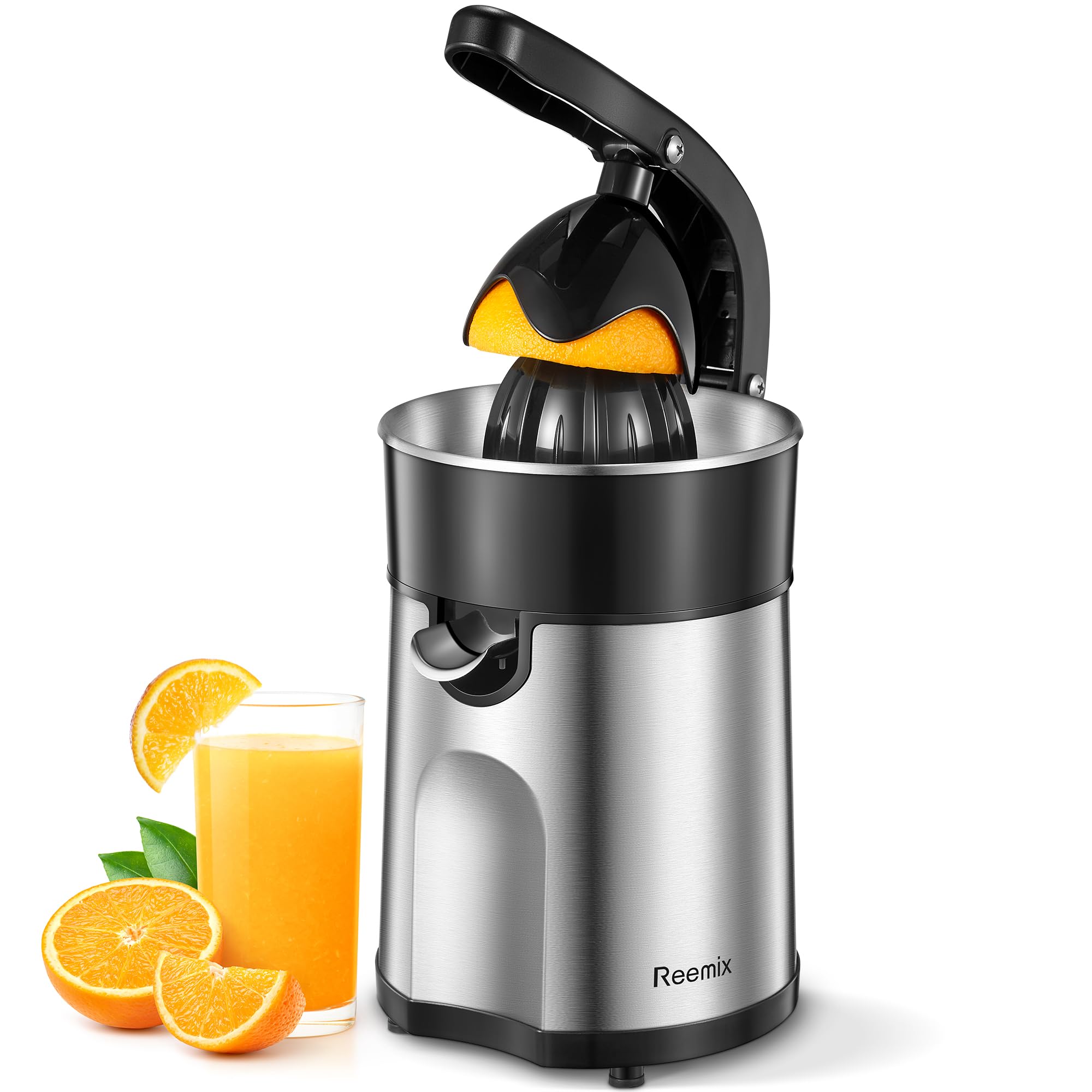 Reemix Electric Citrus Juicer – Stainless Steel Orange Juice Squeezer