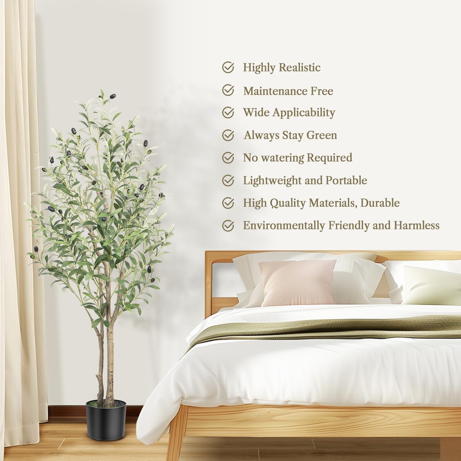 Alupssuc 4FT Artificial Olive Tree | Lifelike Faux Silk Potted Plant