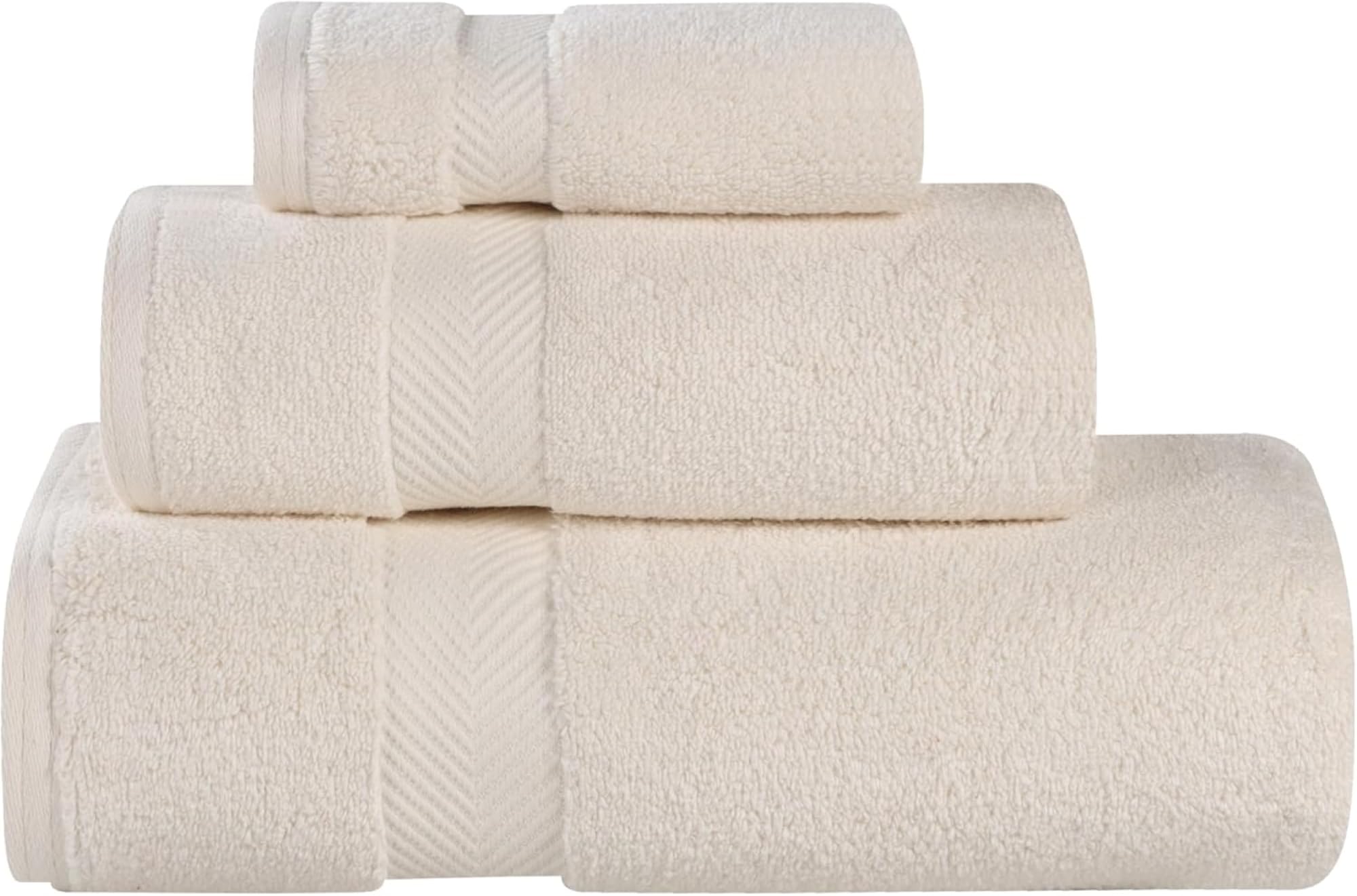 Jolof Store Zero Twist Cotton 3-Piece Towel Set – Soft & Ivory