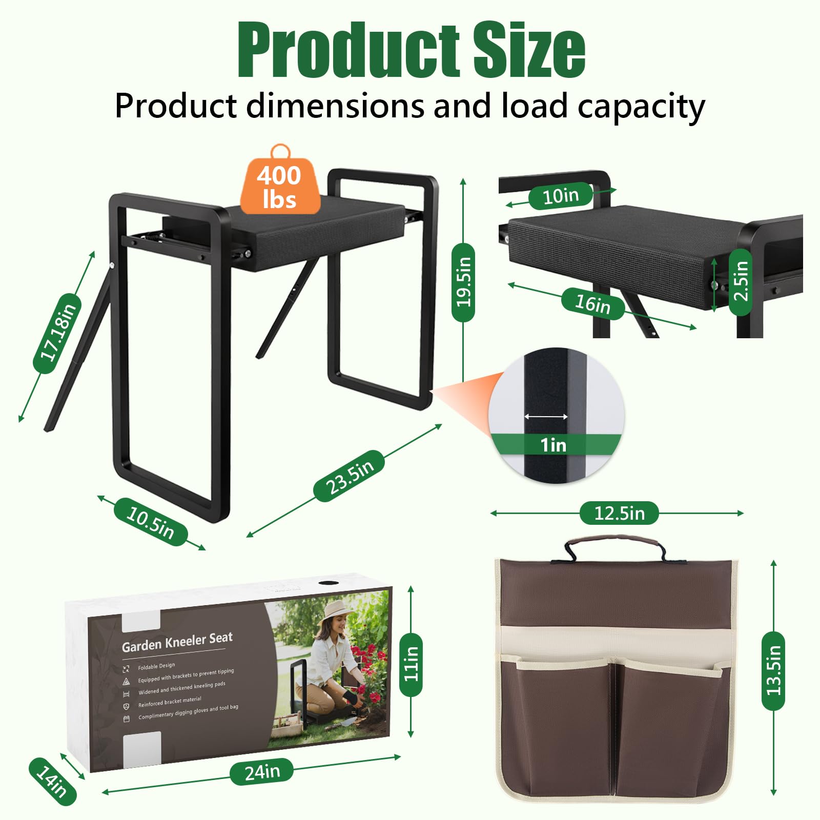 Seasky Foldable Garden Kneeler and Seat | Heavy Duty Anti-Tipping Stool