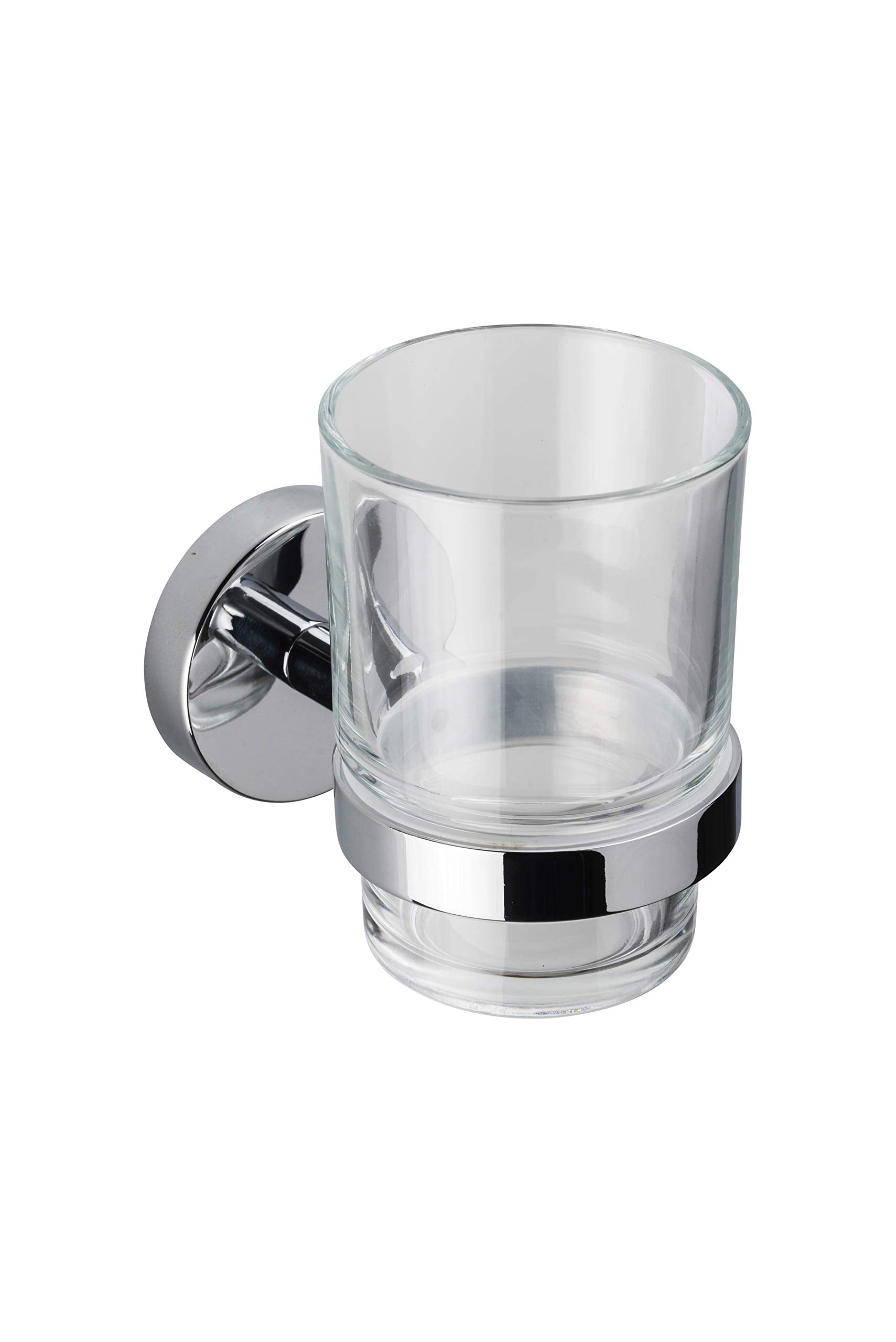 Croydex Flexi-Fix Wall Mounted Glass Tumbler and Holder – Chrome Finish