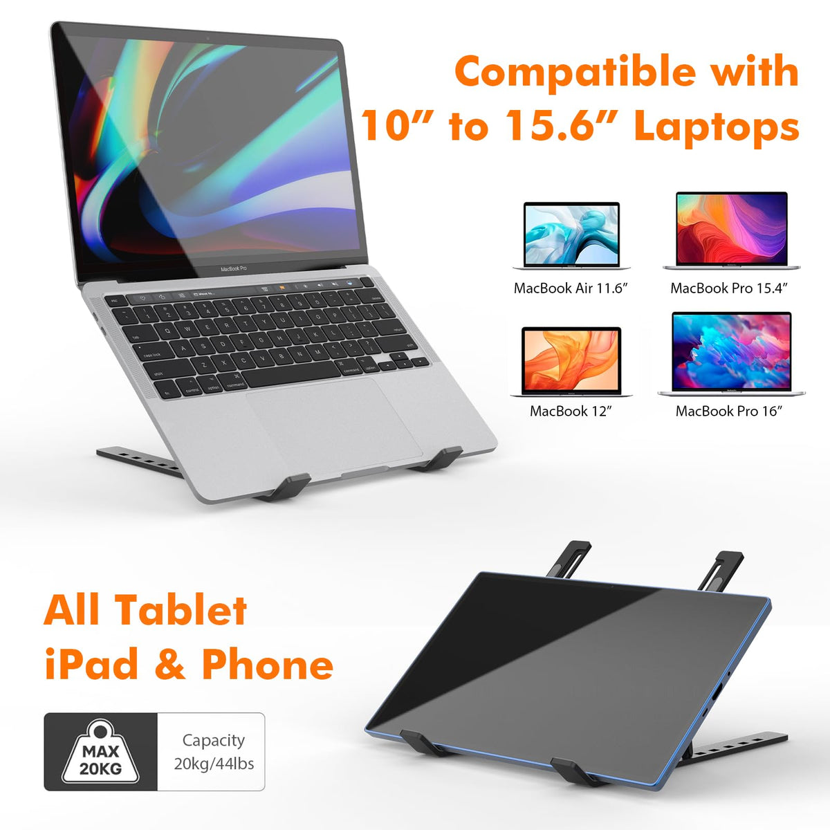 GRIFEMA Laptop Stand for Desk, Aluminum Laptop Riser 7-Angle Adjustable - image 4