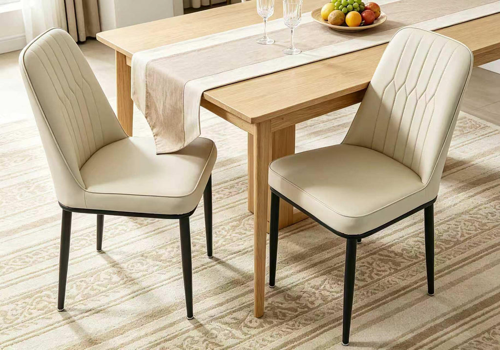 Durrafy Dining Chairs Set of 2 - Off-White Upholstered High Back Kitchen chair with Non-Slip Metal Legs - image 1