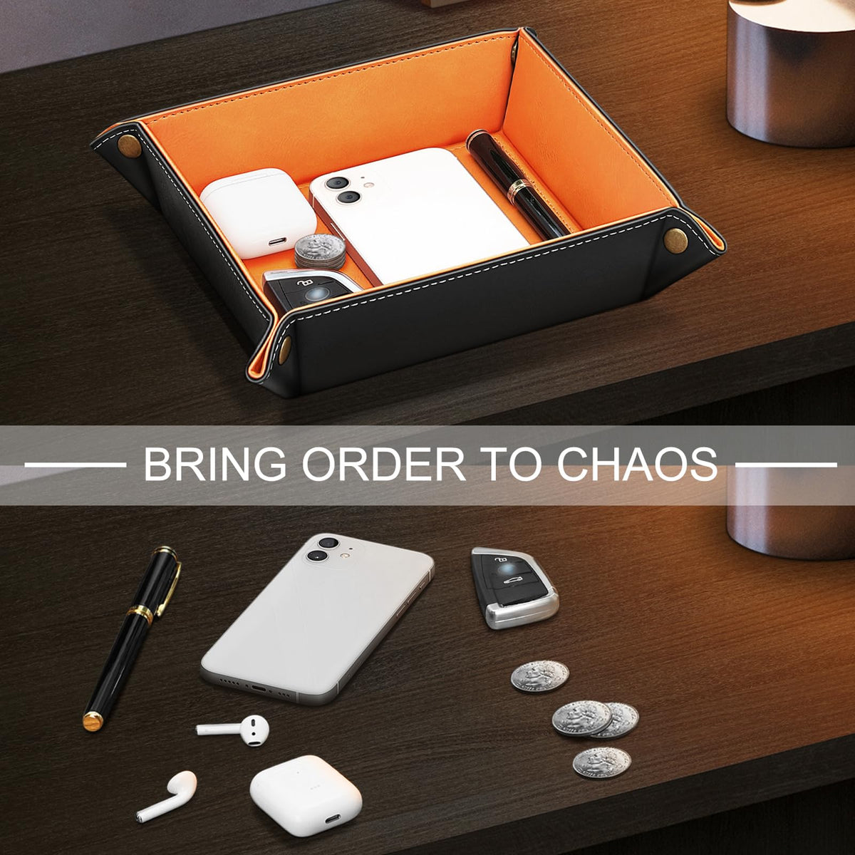 SITHON Valet Tray Premium PU Leather Desktop Storage Organizer - image 3