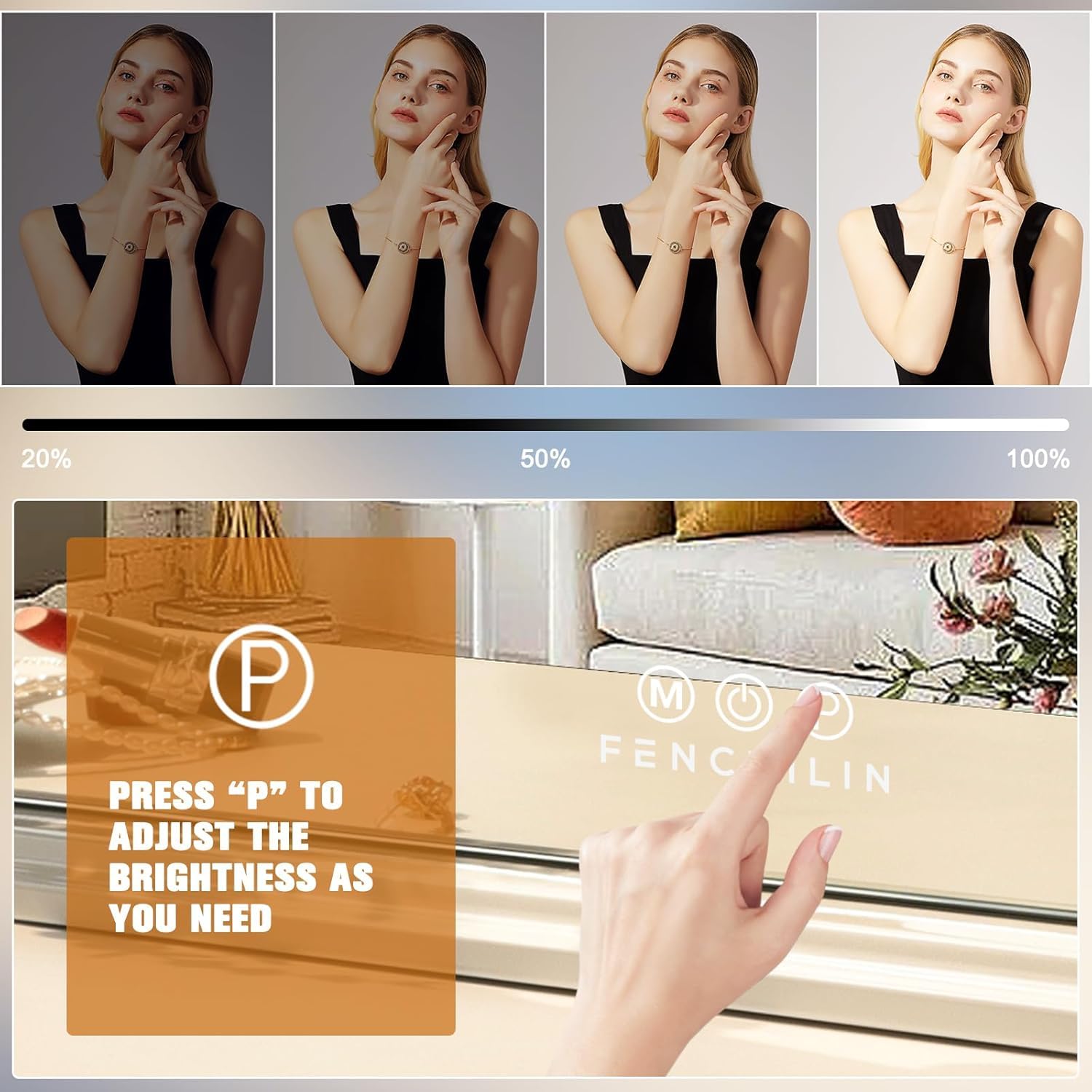 FENCHILIN Hollywood Vanity Mirror with Lights | 15 Bulbs & USB Charging Port