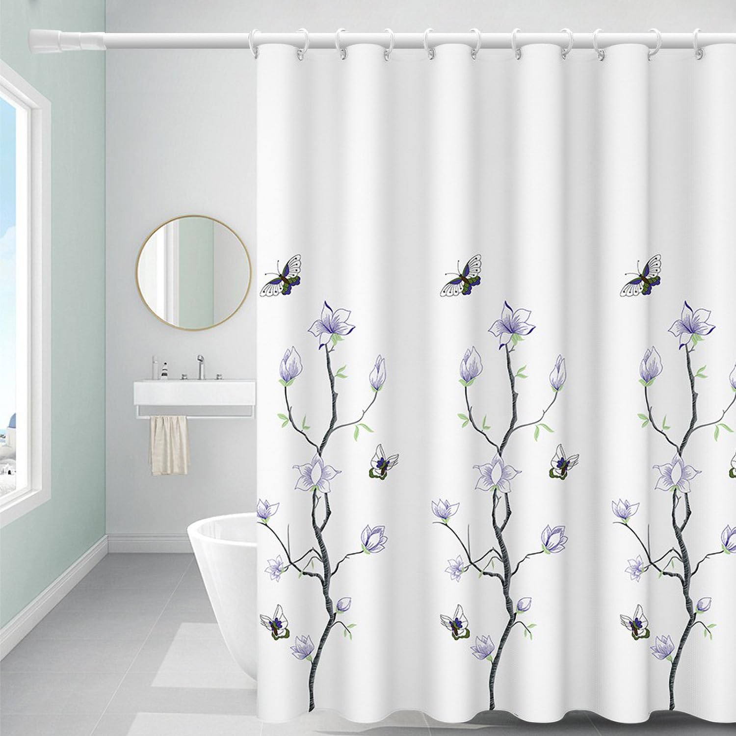 FSZhenZuan Shower Curtain | 180x180cm Water Repellent Polyester Fabric