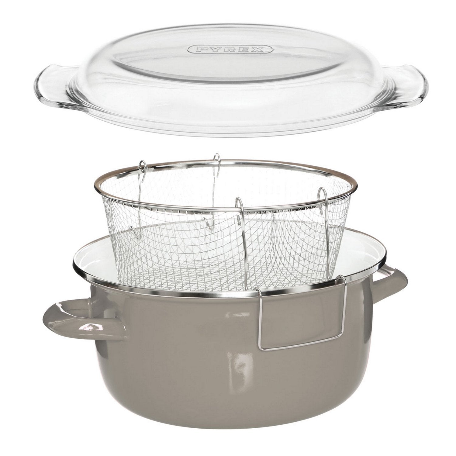 Premier Housewares 5L Deep Fryer – Pyrex Lid, Grey