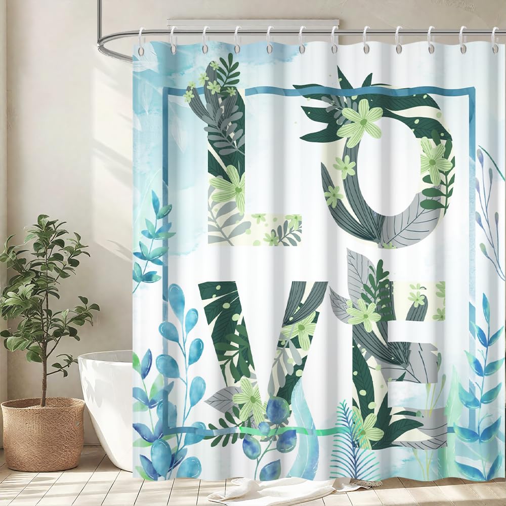 Uiiooazy Eucalyptus Shower Curtain | Waterproof Floral Polyester Fabric