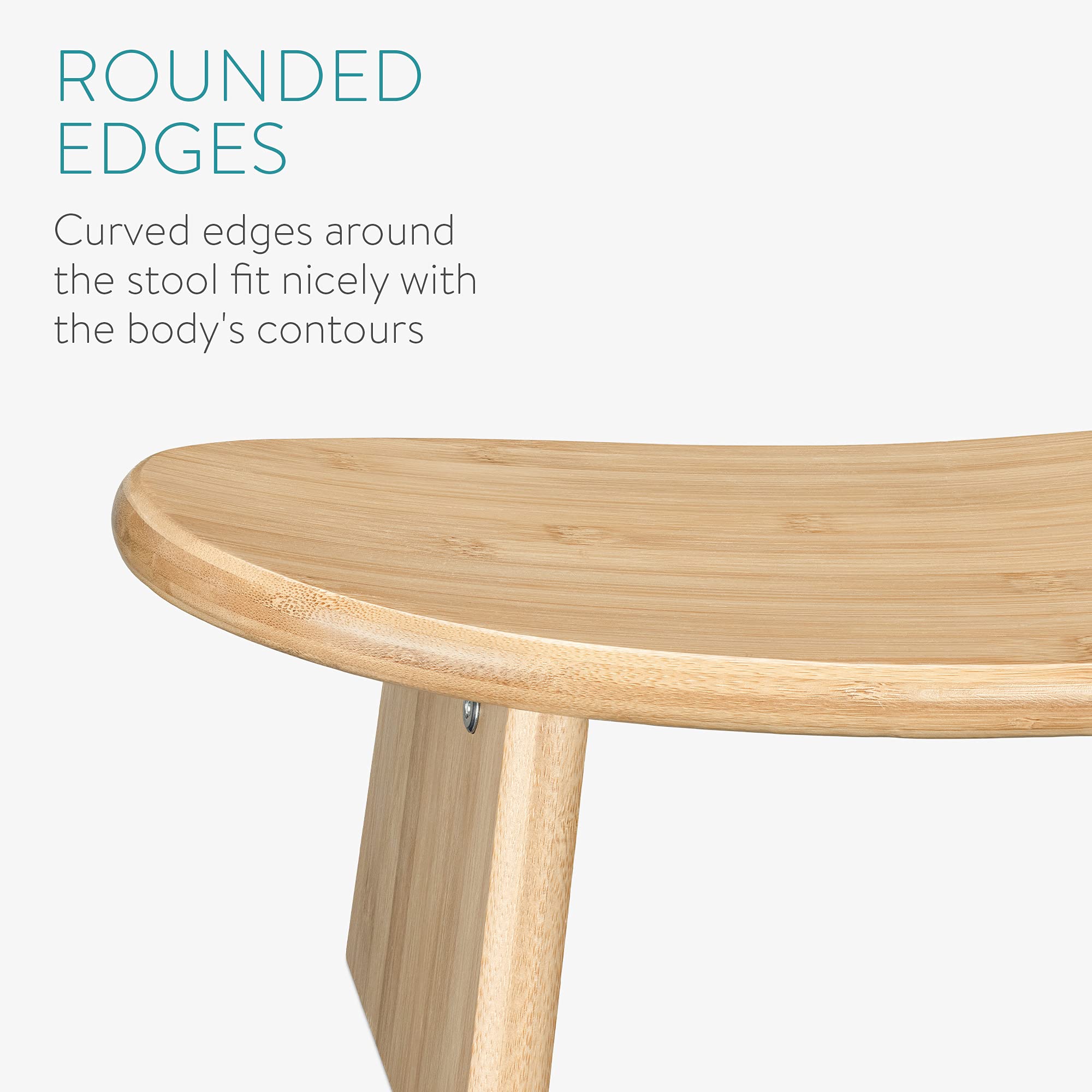 Navaris Bamboo Meditation Stool – Angled Ergonomic Yoga Bench, Light Brown