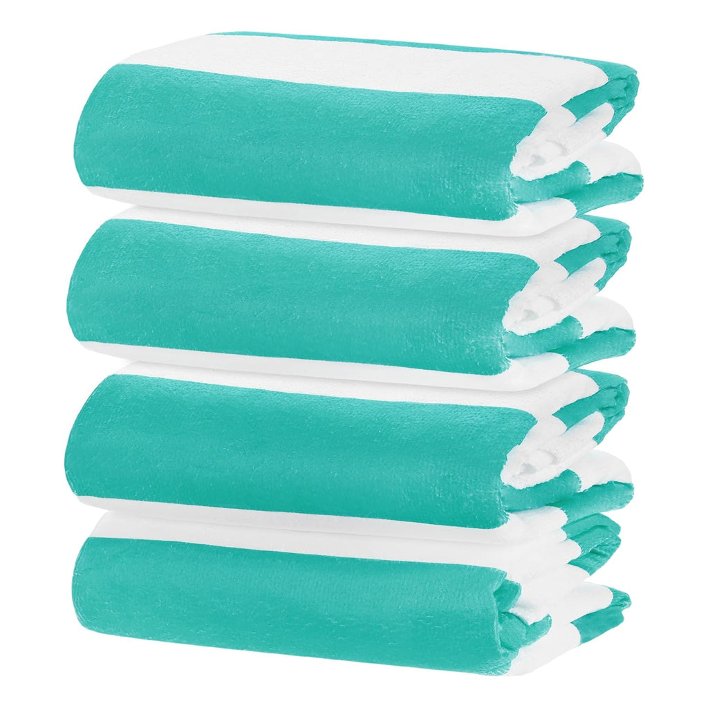 M METERXITY 4-Pack Large Stripe Beach Towels 30x60in Turquoise - image 1