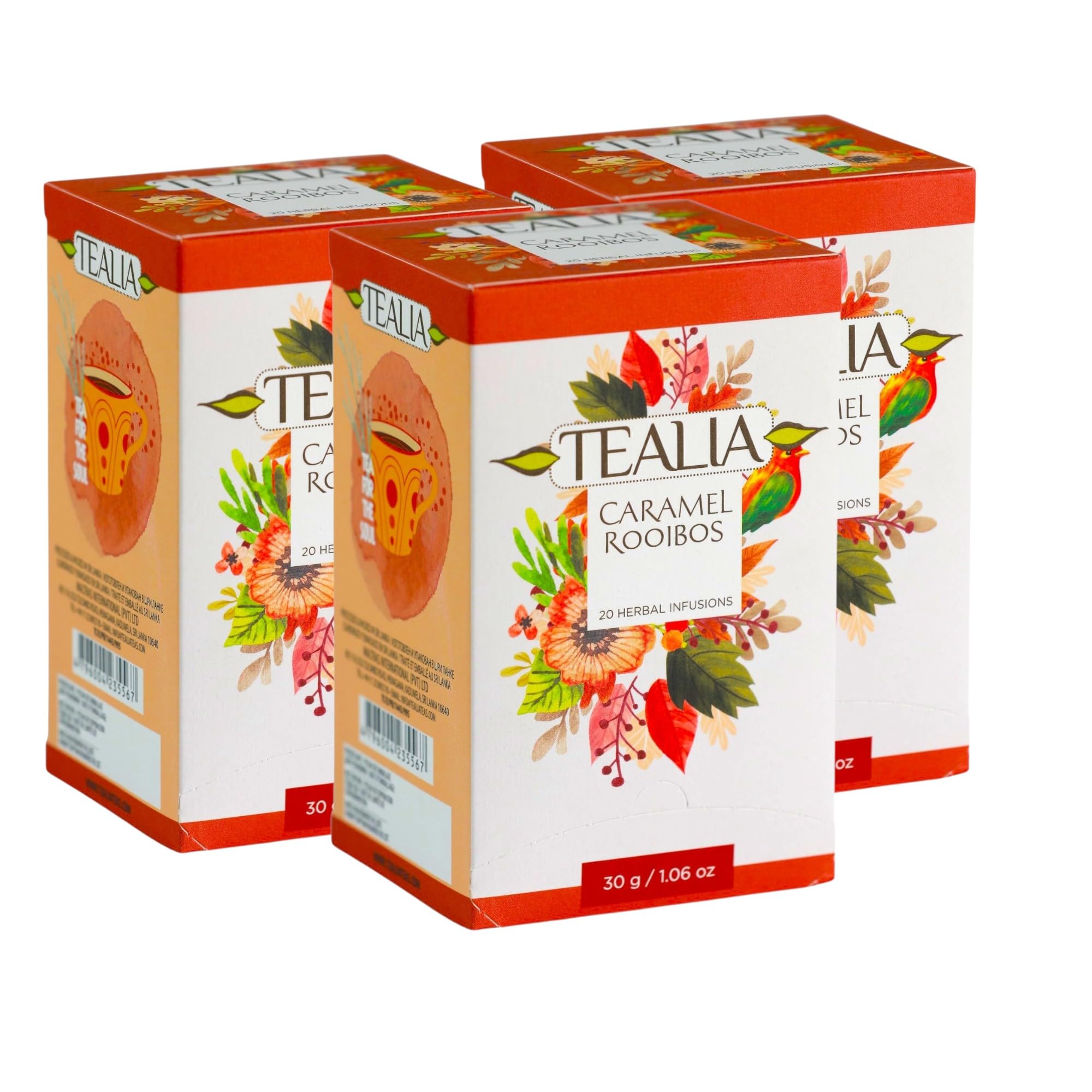 Tealia Caramel Rooibos Herbal Tea – 60 Caffeine-Free Tea Bags