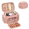 Large Travel Makeup Bag | PU Leather Toiletry Case - Pink