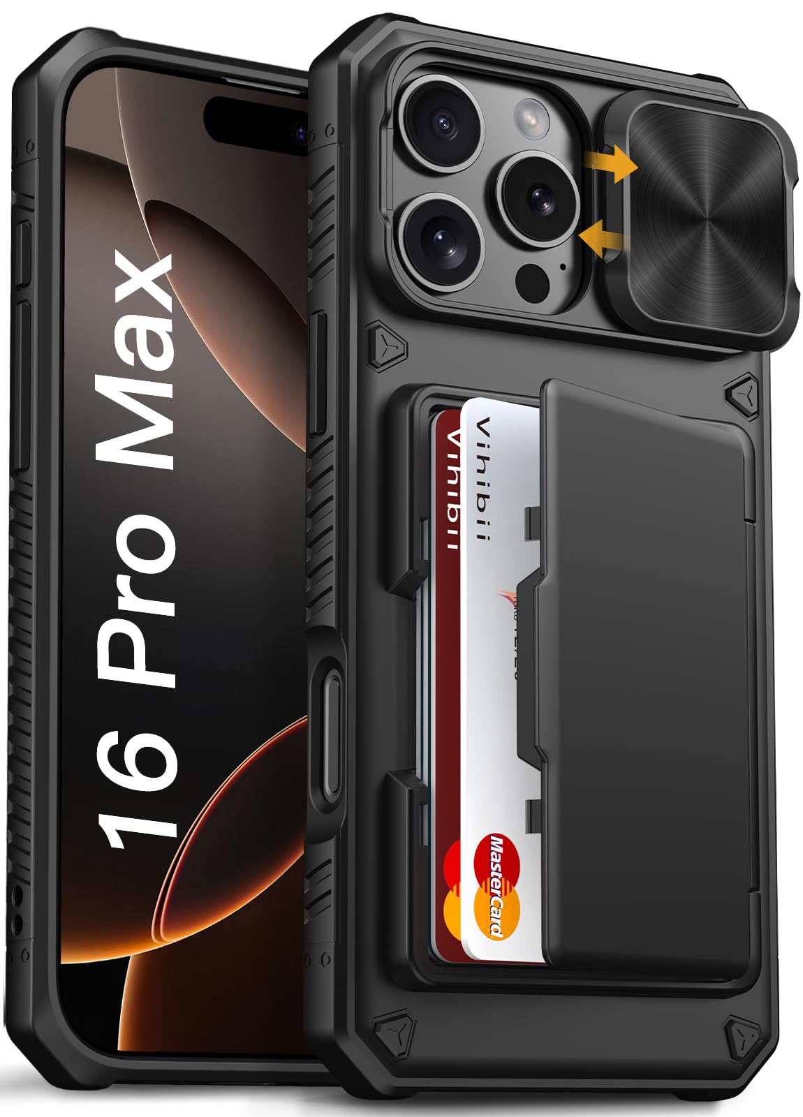Vihibii iPhone 16 Pro Max Wallet Case | RFID Blocking & Camera Cover