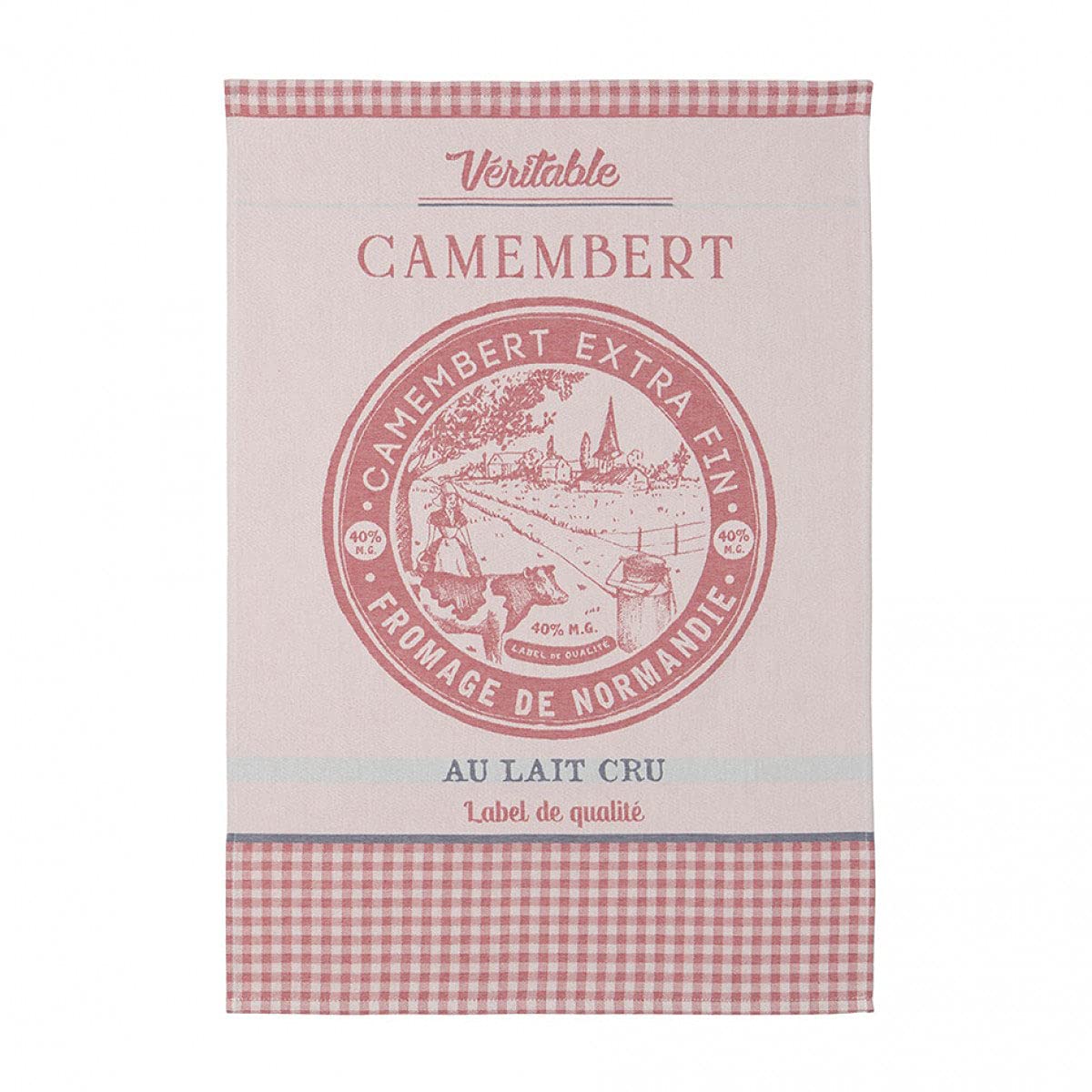 Coucke Camembert Cheese Kitchen Towel – Red Cotton Jacquard, 20x30"