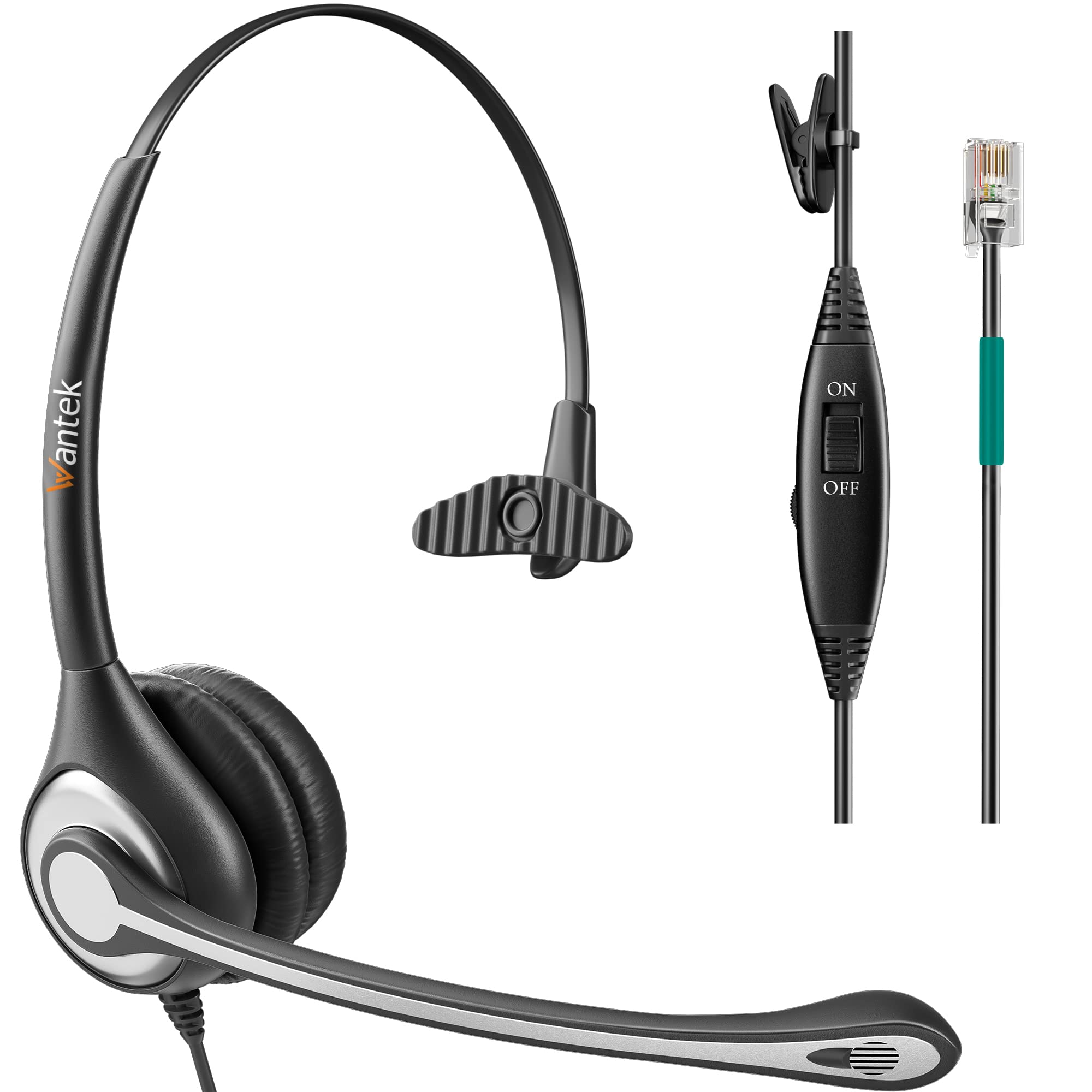 Wantek Mono Corded Telephone Headset with Noise Canceling Mic – F600S2