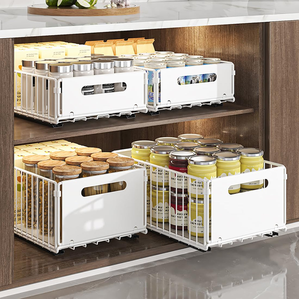 YunNasi Pull Out Cabinet Organizer | Carbon Steel Sliding Drawer Shelf
