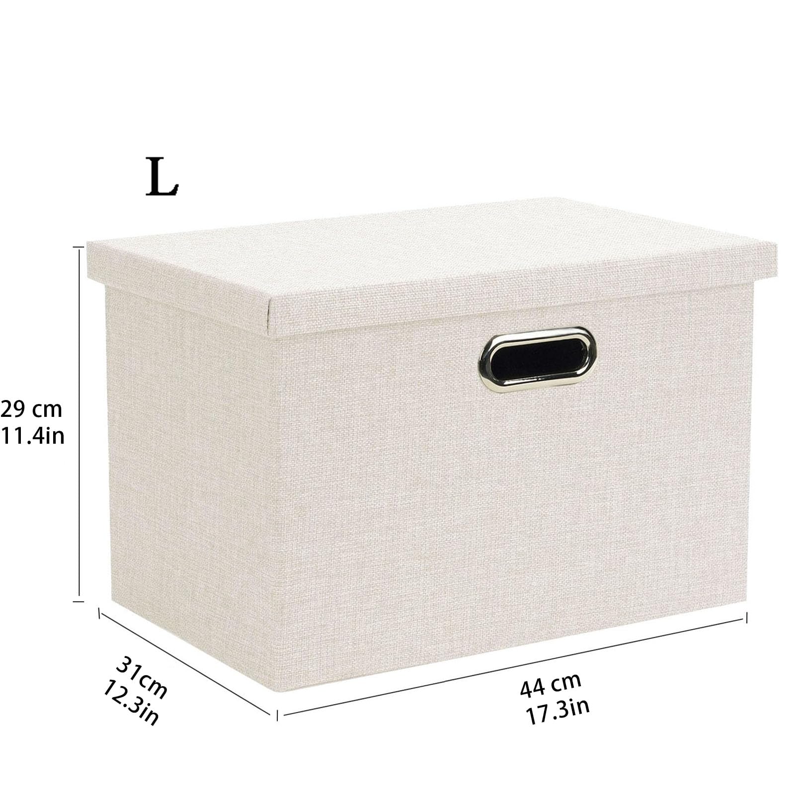 Wintao Collapsible Fabric Storage Boxes with Lids - Beige, 3 Pack
