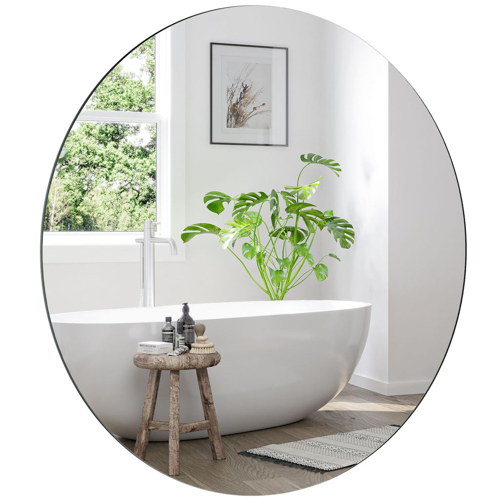Dripex 60cm Frameless Round Mirror | Wall Mounted Bathroom Mirror