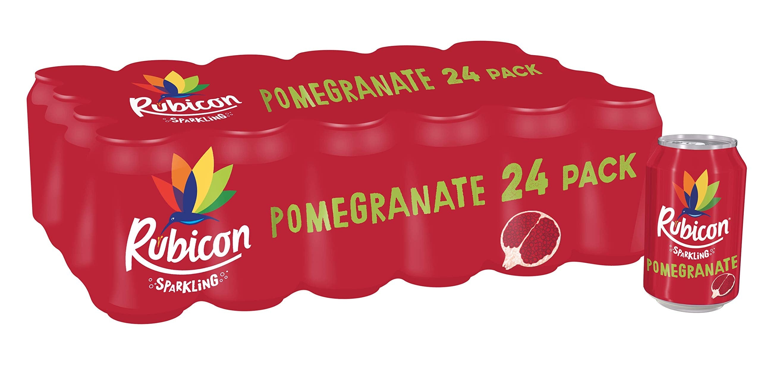 Rubicon Sparkling Pomegranate Fruit Juice Fizzy Drink - 24 x 330ml Cans